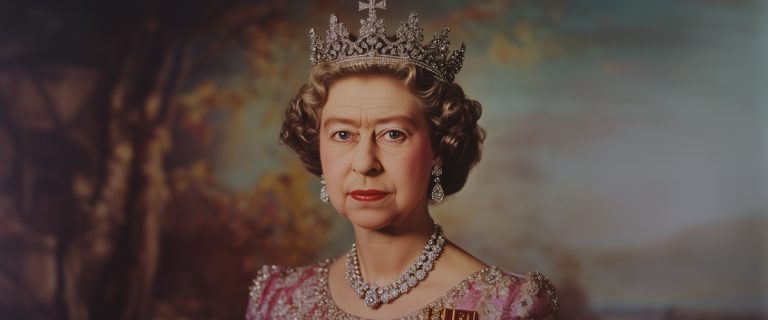 Concept art of an article about British Monarchy Powers: Queen Elizabeth II (AI Art)