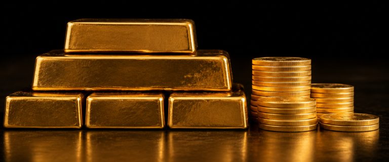 Concept art of an article about 3 Issues in Moving Gold Overseas: gold bars and coins (AI Art)